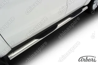 Защита порогов d76 с проступями Arbori нерж. сталь для Volkswagen AMAROK(2013) 2013-2016