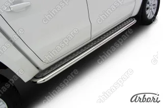 Защита порогов d57 с листом усиленная Arbori нерж. сталь для Volkswagen AMAROK(2013) 2013-2016