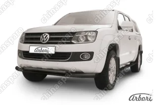 Защита переднего бампера d76+d57 двойная Arbori черн. для Volkswagen AMAROK(2013) 2013-2016