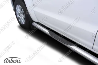Защита порогов d76 с проступями Arbori нерж. сталь для Volkswagen AMAROK 2016-нв