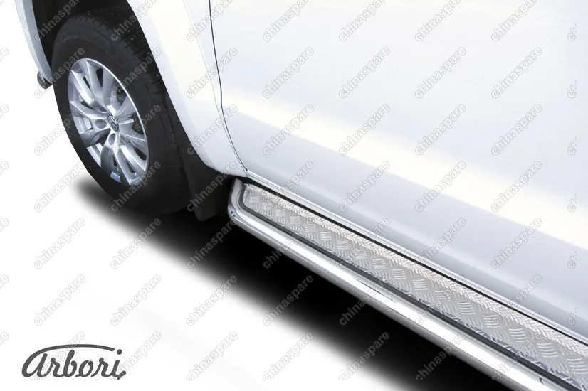 Защита порогов d57 с листом усиленная Arbori нерж. сталь для Volkswagen AMAROK 2016-нв