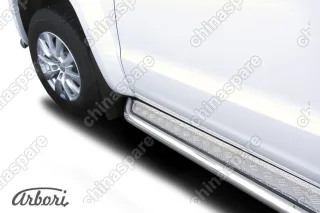 Защита порогов d57 с листом усиленная Arbori нерж. сталь для Volkswagen AMAROK 2016-нв