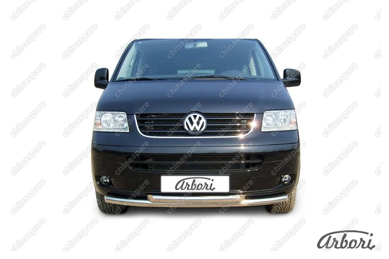 AFZDAVWM03 Защита переднего бампера d57+d57 двойная Arbori нерж. сталь для Volkswagen MULTIVAN 2003-2009