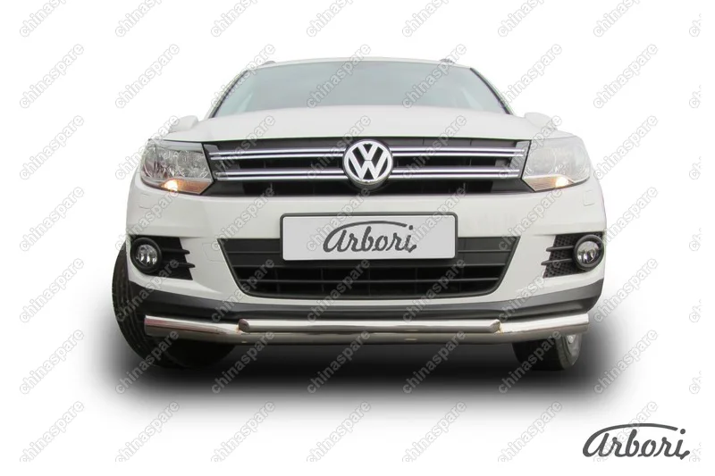 AFZDAVWTIG01 Защита переднего бампера d76+d42 двойная Arbori нерж. сталь для Volkswagen TIGUAN 2011-2017