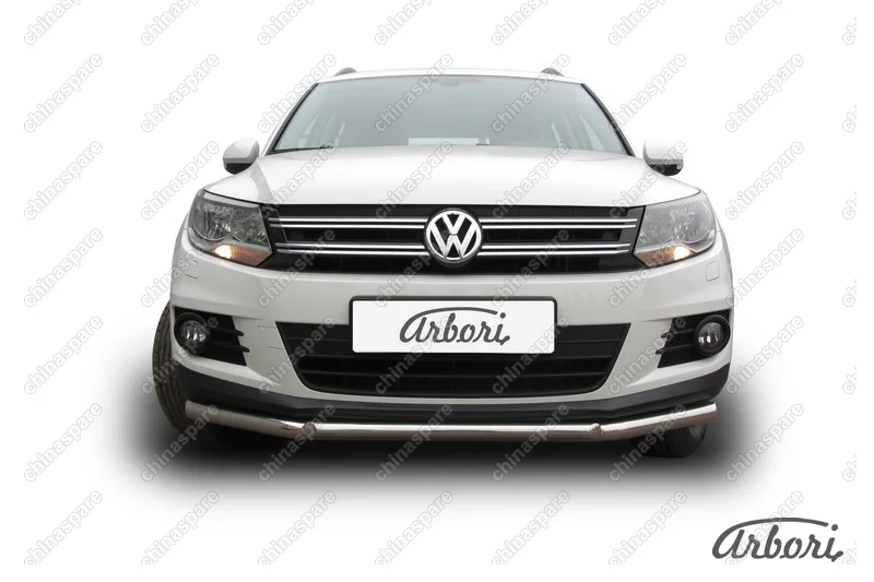 AFZDAVWTIG03 Защита переднего бампера d57+d42 двойная Arbori нерж. сталь для Volkswagen TIGUAN 2011-2017