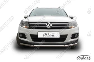 AFZDAVWTIG03 Защита переднего бампера d57+d42 двойная Arbori нерж. сталь для Volkswagen TIGUAN 2011-2017