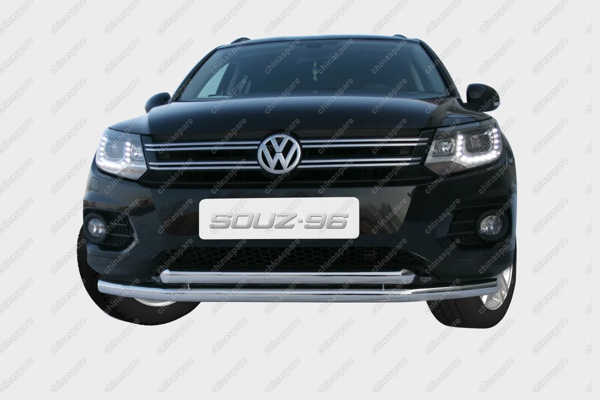 VWTI481403 Защита переднего бампера труба d60/60 двойная,Volksvagen Tiguan Track&Field Track&Style 2011-, VWTI.48.1403