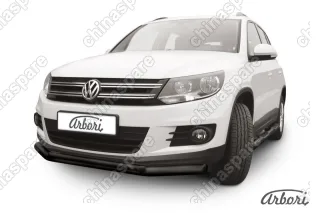 AFZDAVWTIG01B Защита переднего бампера d76+d42 двойная Arbori черн. для Volkswagen TIGUAN 2011-2017