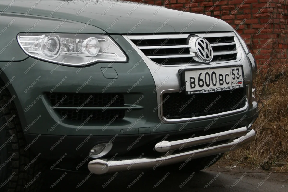 VWTG480592 Защита переднего бампера d 76/60 двойная "Volkswagen Touareg" 2006-2009
