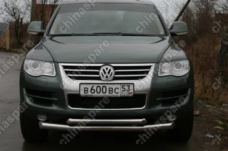 VWTG480592 Защита переднего бампера d 76/60 двойная "Volkswagen Touareg" 2006-2009