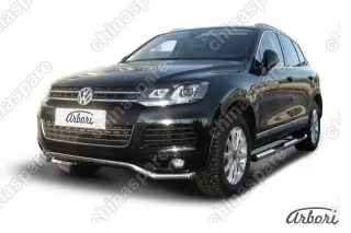 AFZDAVWTR01 Защита переднего бампера d57 "волна" Arbori нерж. сталь для Volkswagen TOUAREG 2010-2014
