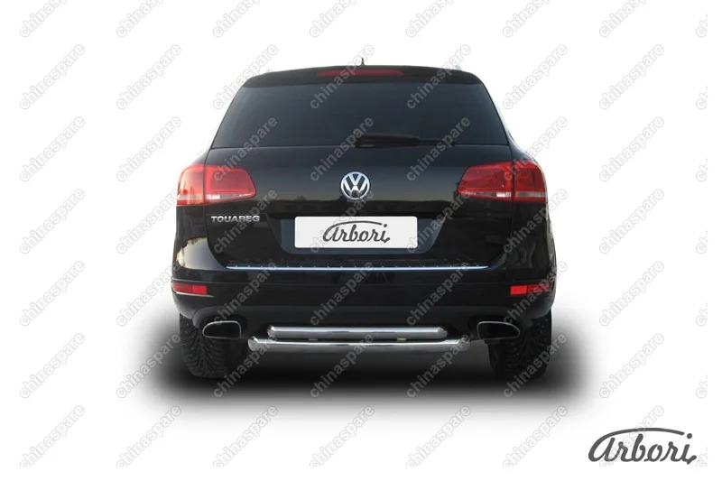 AFZDAVWTR09 Защита заднего бампера d76+d57 двойная Arbori нерж. сталь для Volkswagen TOUAREG 2010-2014