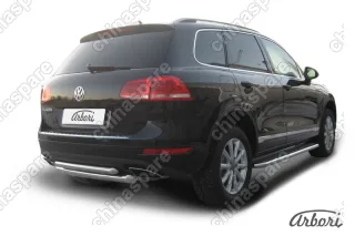 AFZDAVWTR09 Защита заднего бампера d76+d57 двойная Arbori нерж. сталь для Volkswagen TOUAREG 2010-2014