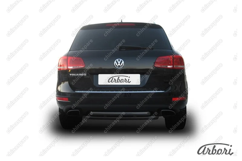 AFZDAVWTR10 Защита заднего бампера d57+d57 двойная Arbori нерж. сталь для Volkswagen TOUAREG 2010-2014