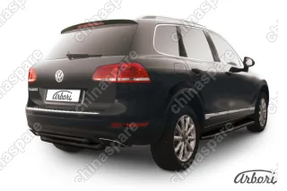 AFZDAVWTR09B Защита заднего бампера d76+d57 двойная Arbori черн. для Volkswagen TOUAREG 2010-2014