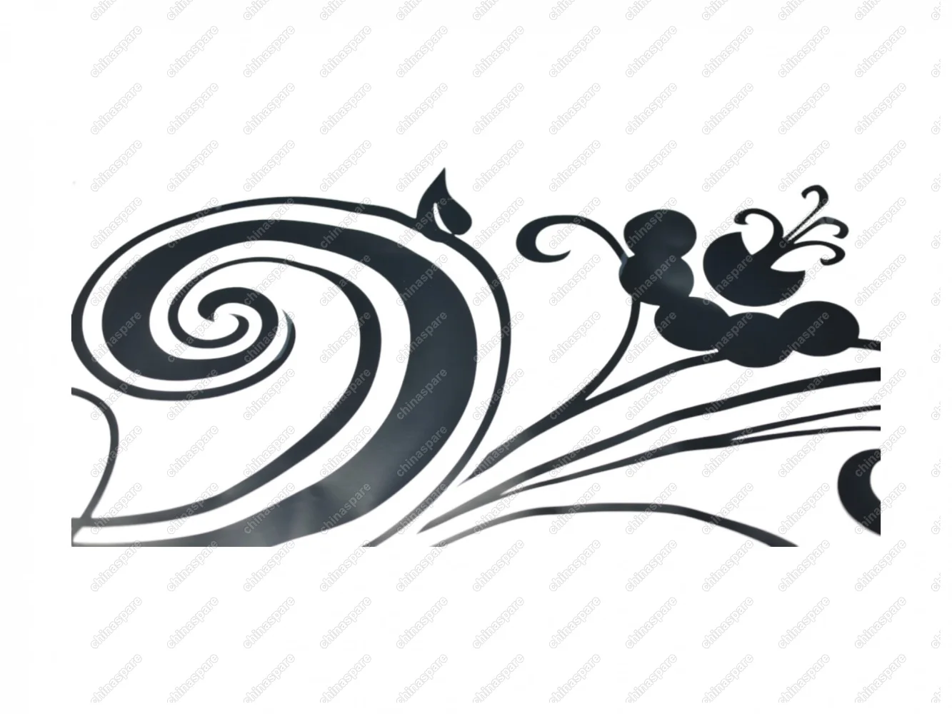 Наклейка декоративная на кузов (черный силуэт, цветы) Chevrolet Spark