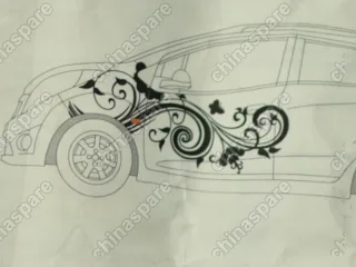 Наклейка декоративная на кузов (черный силуэт, цветы) Chevrolet Spark