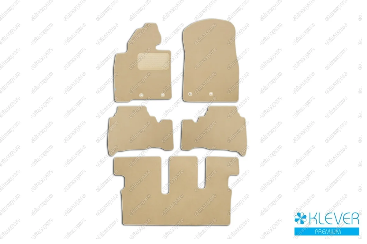 Коврики в салон Klever Premium TOYOTA Land Cruiser 200, 7 мест, АКПП, 2012->, внед., 5 шт. (текстиль, бежевые)