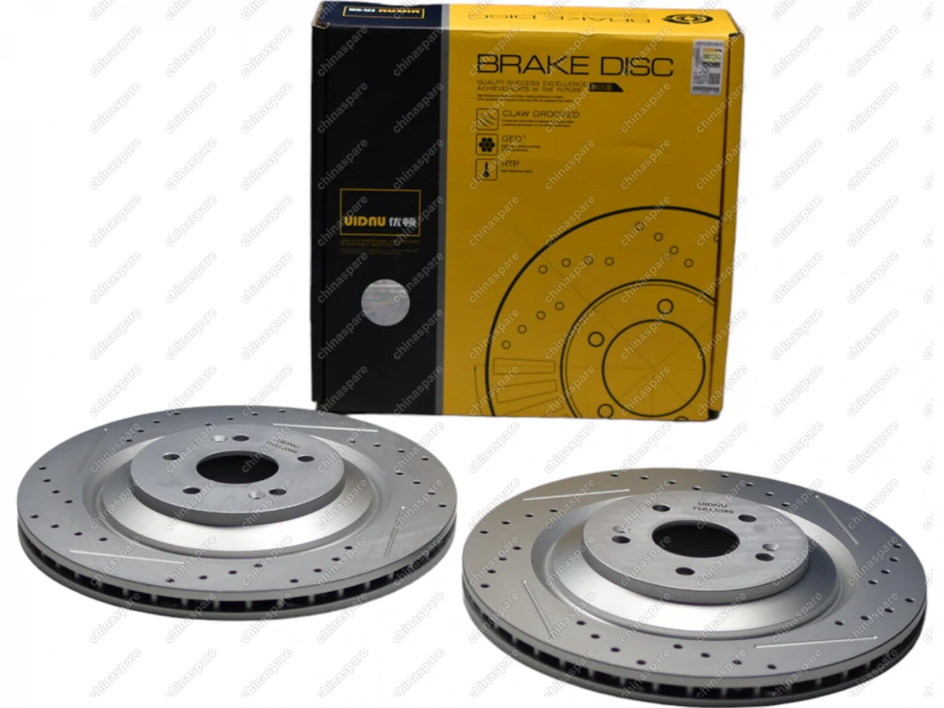 Диски тормозные передние 2шт перфорированные с насечками UIDNU Jetour X90 Plus/ X70 Plus/Dashing 333мм