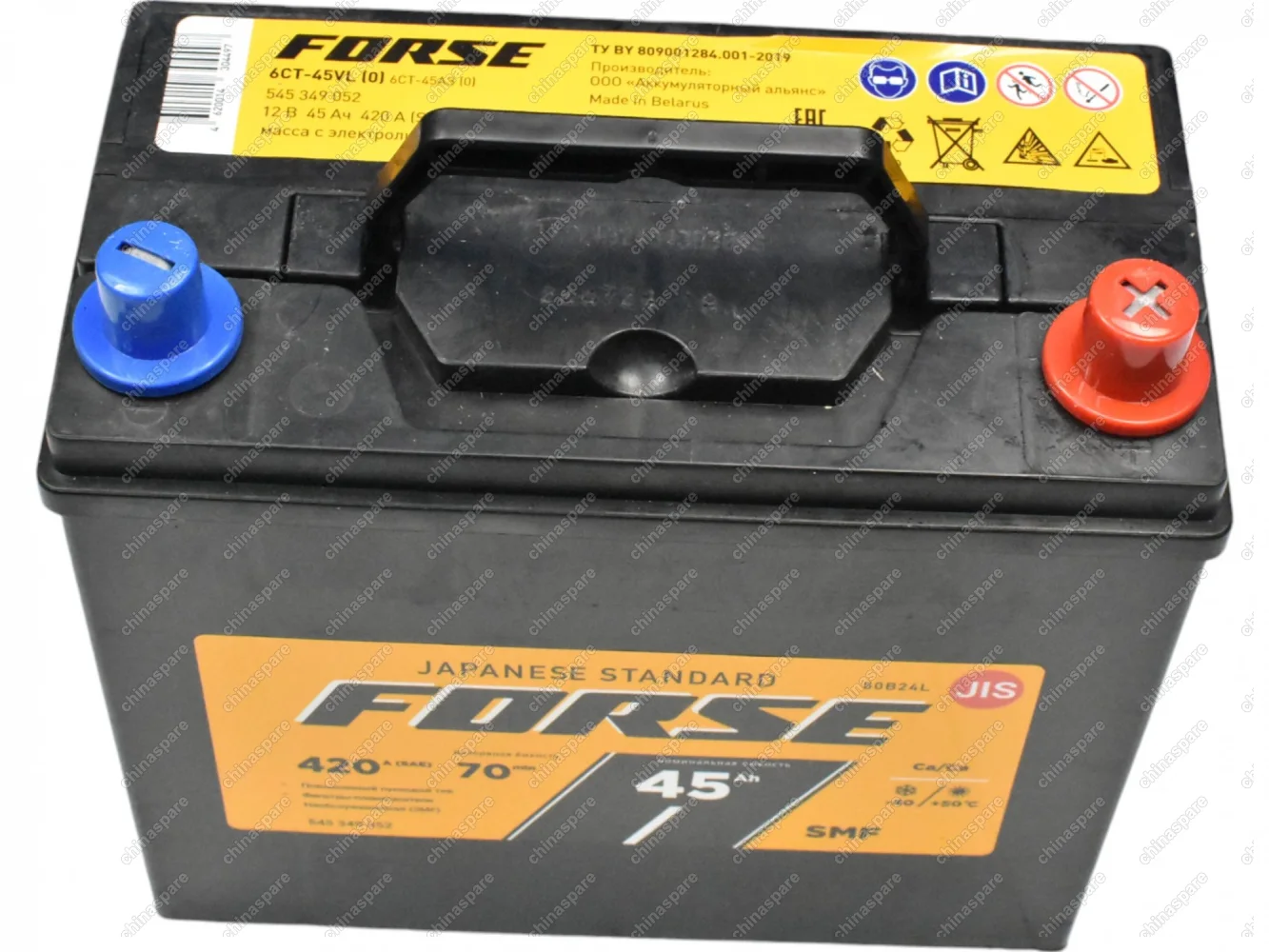 Аккумулятор АКОМ Forse 45Ah/420 (плюс справа) Geely MK, MK Cross (235x127x220)