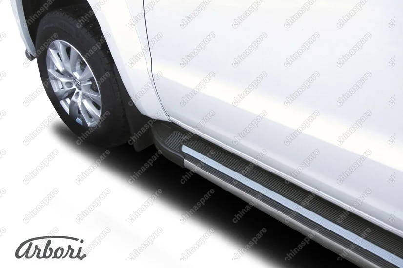 Комплект алюминиевых порогов Arbori Luxe Black 2000 для VOLKSWAGEN Amarok 2016-нв