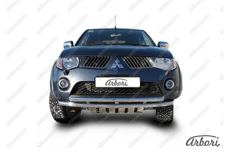 AFZDAML09 Защита переднего бампера d57+d57 двойная Arbori нерж. сталь для MITSUBISHI L200 2006-2015