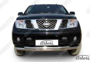 AFZDANIP1102 Защита переднего бампера d76+d57 двойная Arbori нерж. сталь для Nissan PATHFINDER 2011-2014
