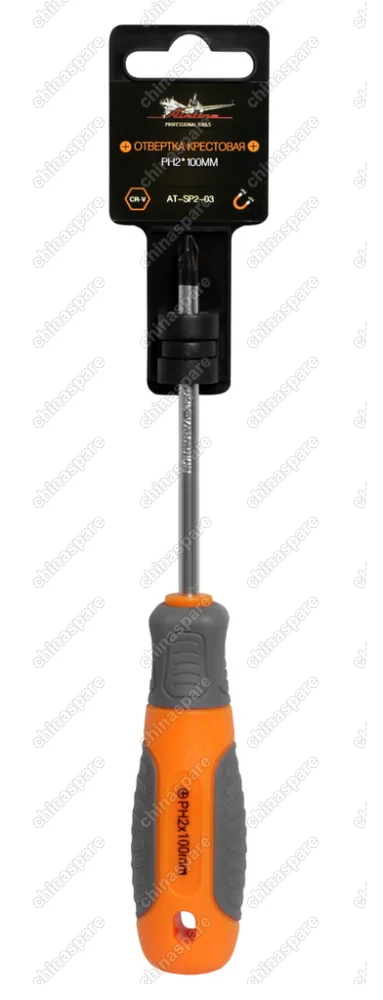 Отвертка крестовая с эргономичной рукояткой PH2*100мм