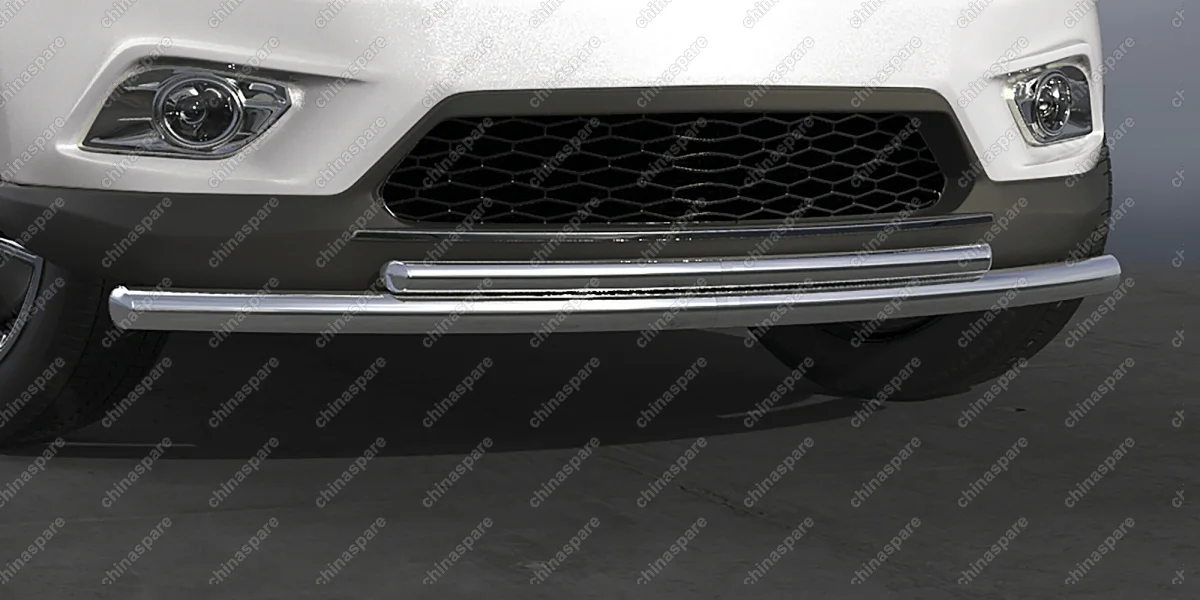 AFZDANXT1504 Защита переднего бампера d57+d42 двойная короткая Arbori нерж. сталь для NISSAN X-Trail 2015-нв