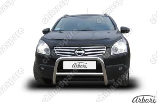 Кенгурятник d57 низкий  Arbori нерж. сталь для Nissan QASHQAI+2 2007-2010