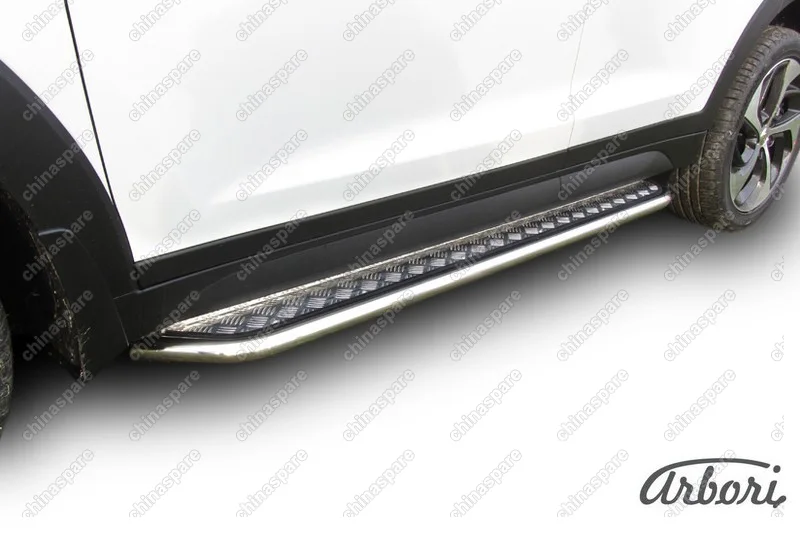 AFZDAHT4WD1505 Защита порогов d42 с листом усиленная Arbori нерж. сталь для HYUNDAI Tucson 2015-2018