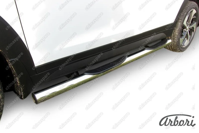 AFZDAHT4WD1506 Защита порогов d76 с проступями Arbori нерж. сталь для HYUNDAI Tucson 2015-2018