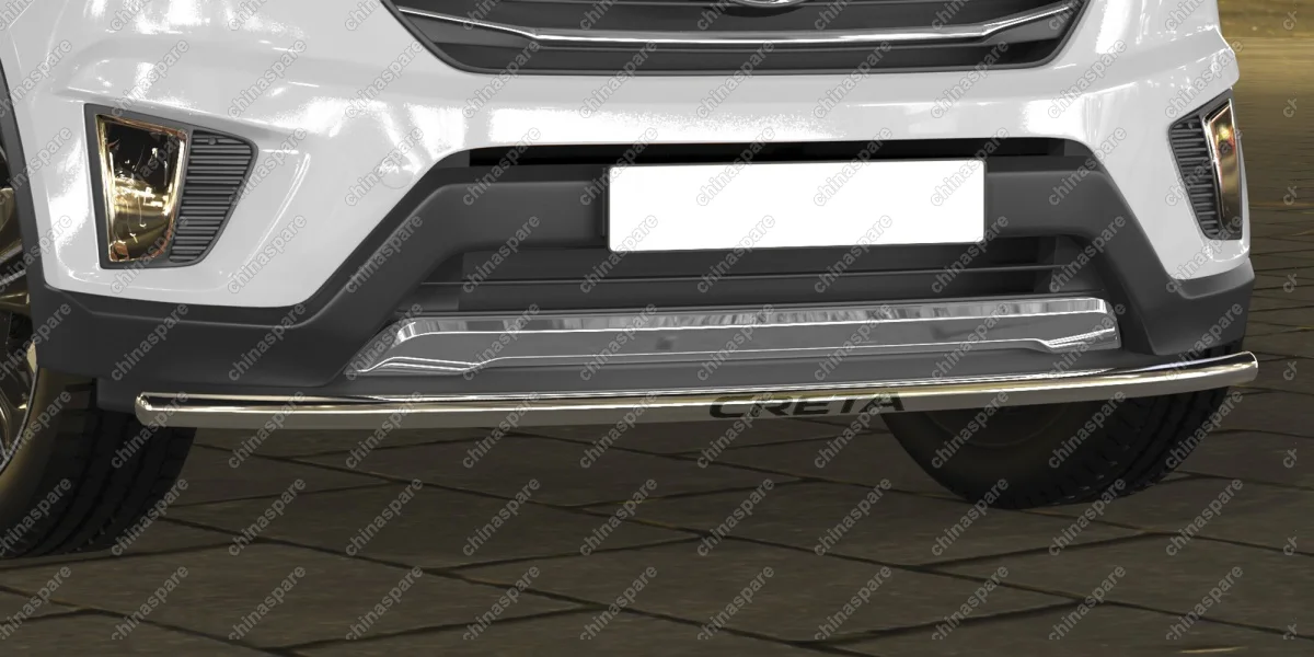 AFZDAHCRET4WD03 Защита переднего бампера d42 радиусная с надписью Arbori нерж. сталь для HYUNDAI Creta 2016-нв