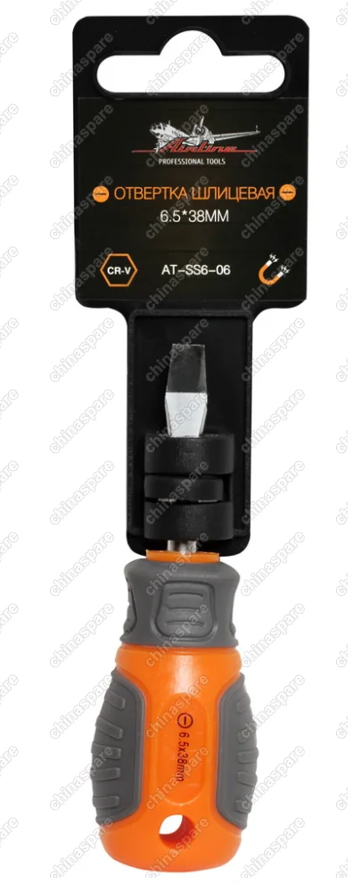 Отвертка шлицевая с эргономичной рукояткой 6.5*38мм