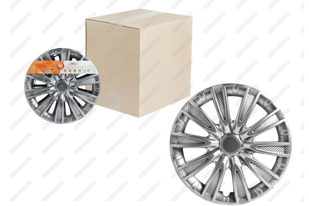 Колпаки колесные 14 дюймов Торнадо, серебристый, карбон