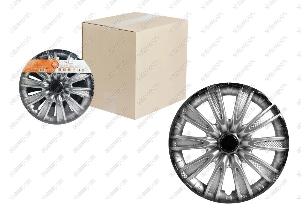 Колпаки колесные 15 дюймов Торнадо +, серебристо-черный, карбон