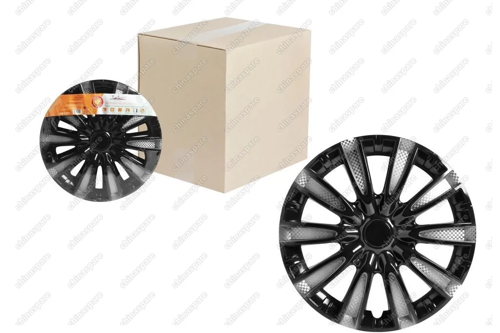 Колпаки колесные 15 дюймов Торнадо Т, серебристо-черный, карбон