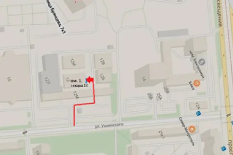 Схема проезда Ул. Ушинского 12, к. 3