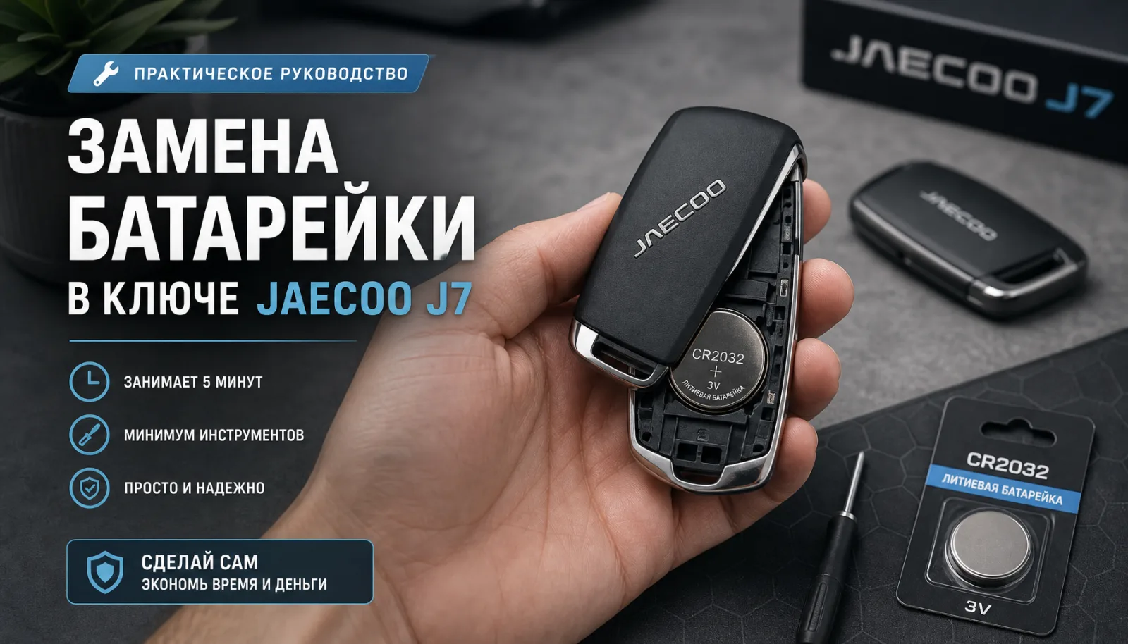 Замена батарейки в ключе Jaecoo J7: пошаговая инструкция и нюансы