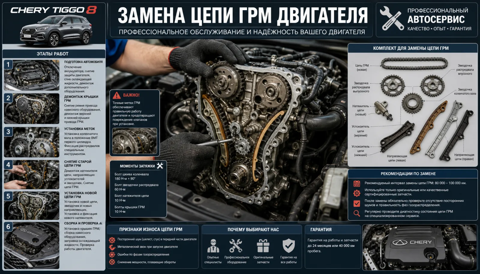 Замена цепи ГРМ Chery Tiggo 8: полная инструкция, когда менять и сколько это стоит в 2026 году