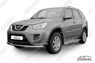 Защита переднего бампера d57 Arbori нерж. сталь для CHERY Tiggo FL 2013-2016