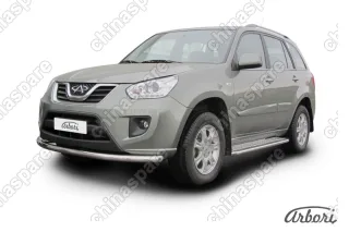 Защита переднего бампера d57 Arbori нерж. сталь для CHERY Tiggo FL 2013-2016