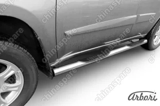Защита порогов d76 с проступями Arbori нерж. сталь для CHERY Tiggo FL 2013-2016
