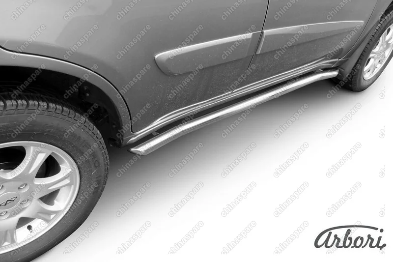 Защита порогов d57 с гибами Arbori нерж. сталь для CHERY Tiggo FL 2013-2016