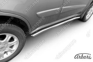 Защита порогов d57 с гибами Arbori нерж. сталь для CHERY Tiggo FL 2013-2016