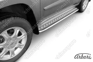 Защита порогов d42 с листом усиленная Arbori нерж. сталь для CHERY Tiggo FL 2013-2016