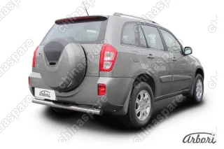 Защита заднего бампера d76 с проступями Arbori нерж. сталь для CHERY Tiggo FL 2013-2016