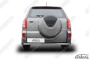 Защита заднего бампера d57 длинная Arbori нерж. сталь для CHERY Tiggo FL 2013-2016