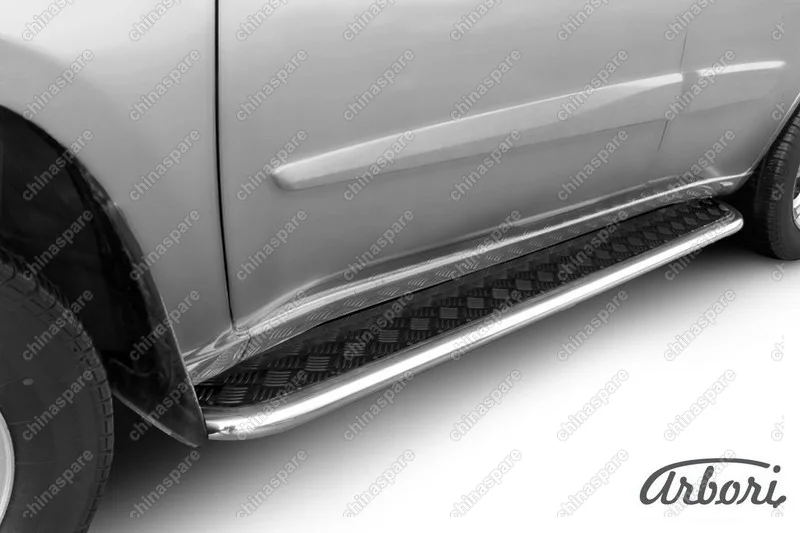 Защита штатных порогов Arbori d42 с листом(чёрный "квинтет") CHERY TIGGO FL 2013-