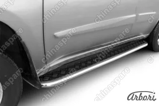 Защита штатных порогов Arbori d42 с листом(чёрный "квинтет") CHERY TIGGO FL 2013-